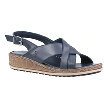 Load image into Gallery viewer, Elena Standard Fit Women&#39;s Mid Wedge Leather Crossover Detail Strappy Buckle Fastening Sandal
