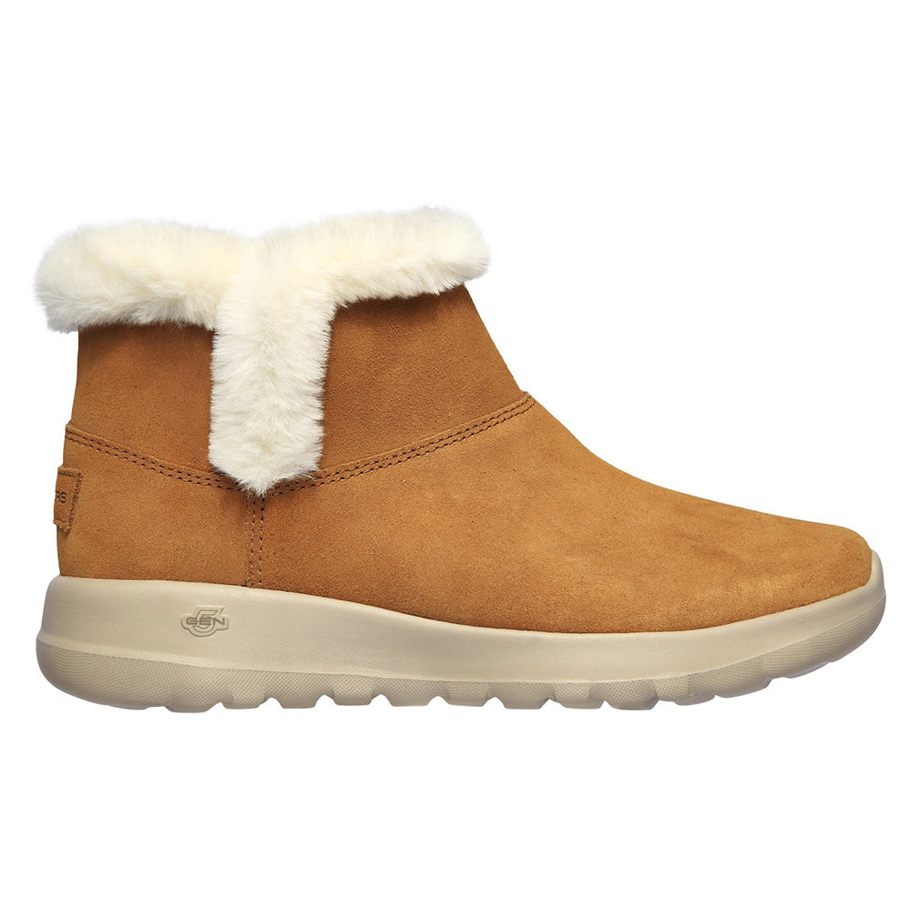 On the GO Joy Bundle Up Wide Fit Women's Suede With Fur Trim Pull On Ankle Boot