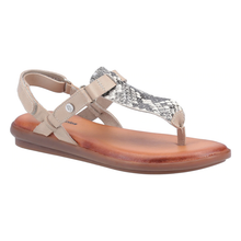 Load image into Gallery viewer, Norah Wide Fit Leather Toe Post With Adjustable Velcro Strap Fastening Flat Sandal
