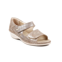Load image into Gallery viewer, Hilda - Wide Fit Women&#39;s Leather Double Velcro Strap Fastening Strappy Sandal
