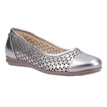 Load image into Gallery viewer, Leah Standard Fit Women&#39;s Leather Cut Out Detail Flat Ballet Pump
