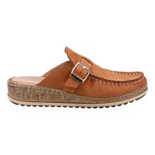 Load image into Gallery viewer, Sorcha Standard Fit Women&#39;s Leather (Nubuck Or Suede) Slip On Mid Wedge Closed Toe Mule With Buckle Detail Sandal
