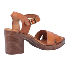 Load image into Gallery viewer, Georgia Standard Fit Women&#39;s Crossover Buckle Fastening Block Heel Leather Sandal
