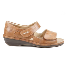 Load image into Gallery viewer, Hilda - Wide Fit Women&#39;s Leather Double Velcro Strap Fastening Strappy Sandal
