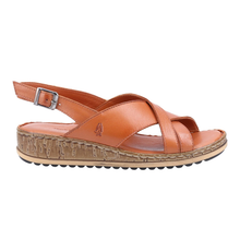 Load image into Gallery viewer, Elena Standard Fit Women&#39;s Mid Wedge Leather Crossover Detail Strappy Buckle Fastening Sandal
