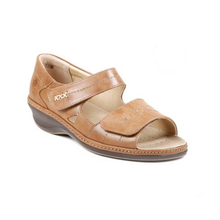 Load image into Gallery viewer, Hilda - Wide Fit Women&#39;s Leather Double Velcro Strap Fastening Strappy Sandal

