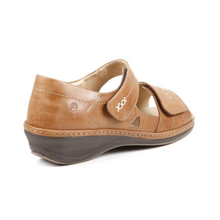 Load image into Gallery viewer, Hilda - Wide Fit Women&#39;s Leather Double Velcro Strap Fastening Strappy Sandal
