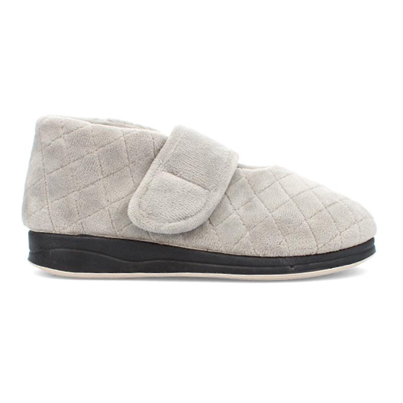Tranquil Extra Wide Women's Velcro Strap Fastening Warm Lined Velour Slipper