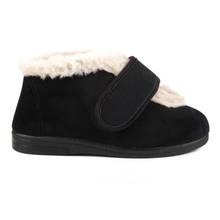 Load image into Gallery viewer, Val - Extra Wide Fit Women&#39;s Velour Velcro Fastening Slipper
