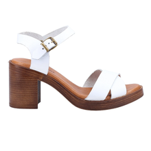 Load image into Gallery viewer, Georgia Standard Fit Women&#39;s Crossover Buckle Fastening Block Heel Leather Sandal

