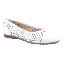 Load image into Gallery viewer, Leah Standard Fit Women&#39;s Leather Cut Out Detail Flat Ballet Pump

