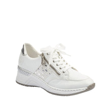 Load image into Gallery viewer, Rochenda Wide Fit Women&#39;s Lace Up &amp; Zip Detail Mid Wedge Sneaker

