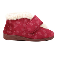 Load image into Gallery viewer, Val - Extra Wide Fit Women&#39;s Velour Velcro Fastening Slipper
