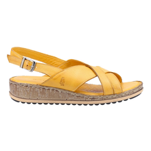 Load image into Gallery viewer, Elena Standard Fit Women&#39;s Mid Wedge Leather Crossover Detail Strappy Buckle Fastening Sandal
