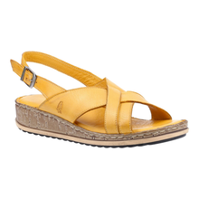 Load image into Gallery viewer, Elena Standard Fit Women&#39;s Mid Wedge Leather Crossover Detail Strappy Buckle Fastening Sandal
