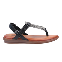 Load image into Gallery viewer, Norah Wide Fit Leather Toe Post With Adjustable Velcro Strap Fastening Flat Sandal
