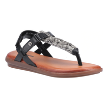 Load image into Gallery viewer, Norah Wide Fit Leather Toe Post With Adjustable Velcro Strap Fastening Flat Sandal
