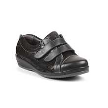 Load image into Gallery viewer, Fargo - Women&#39;s Extra Wide Dual Bar Touch Fastening Leather Shoe
