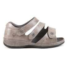 Load image into Gallery viewer, Cara Ultra Wide Women&#39;s Triple Strap Fastening Flat Leather Open Toed Sandal
