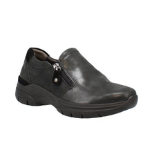 Load image into Gallery viewer, Cara Wide Fit Women&#39;s Easy Access Zip Feature Leather Slip On Shoe
