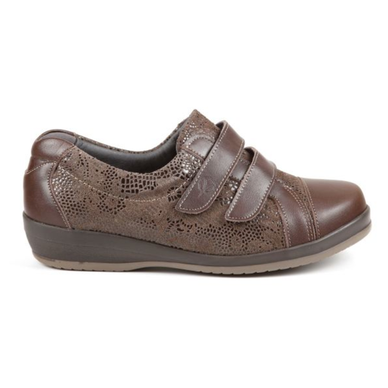 Fargo - Women's Extra Wide Dual Bar Touch Fastening Leather Shoe