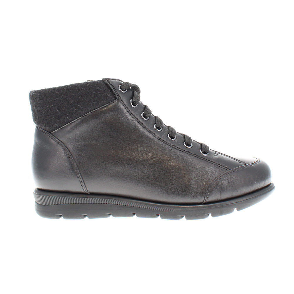 Kitty Wide Fit Women's Leather Lace Up & Inner Zip Fastening Ankle Boot