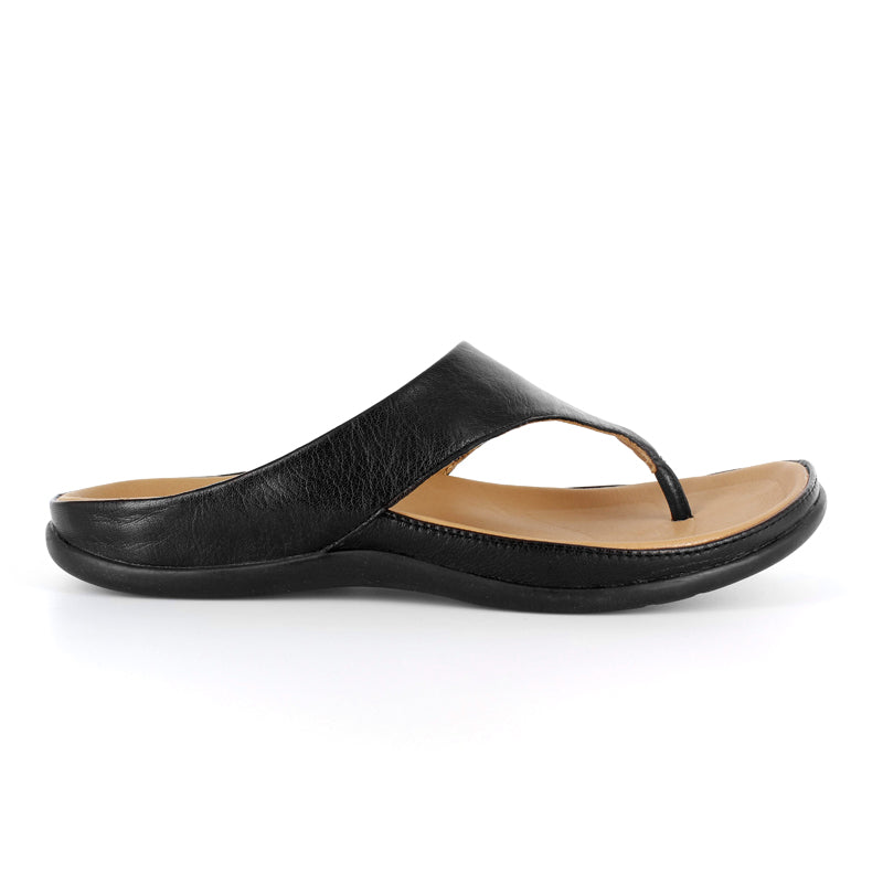 Maui Standard Fit Women's Leather Toe Post Flat Slip On Sandal