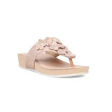 Load image into Gallery viewer, Mina Wide Fit Women&#39;s Floral Detail Toe Post Wedge Slip On Sandal
