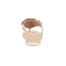 Load image into Gallery viewer, Mina Wide Fit Women&#39;s Floral Detail Toe Post Wedge Slip On Sandal

