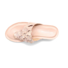 Load image into Gallery viewer, Mina Wide Fit Women&#39;s Floral Detail Toe Post Wedge Slip On Sandal

