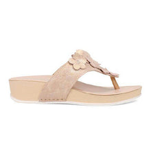 Load image into Gallery viewer, Mina Wide Fit Women&#39;s Floral Detail Toe Post Wedge Slip On Sandal

