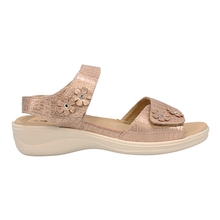Load image into Gallery viewer, Marigold Standard Fit Women&#39;s Double Touch Strap Fastening Floral &amp; Metallic Detail Sandal
