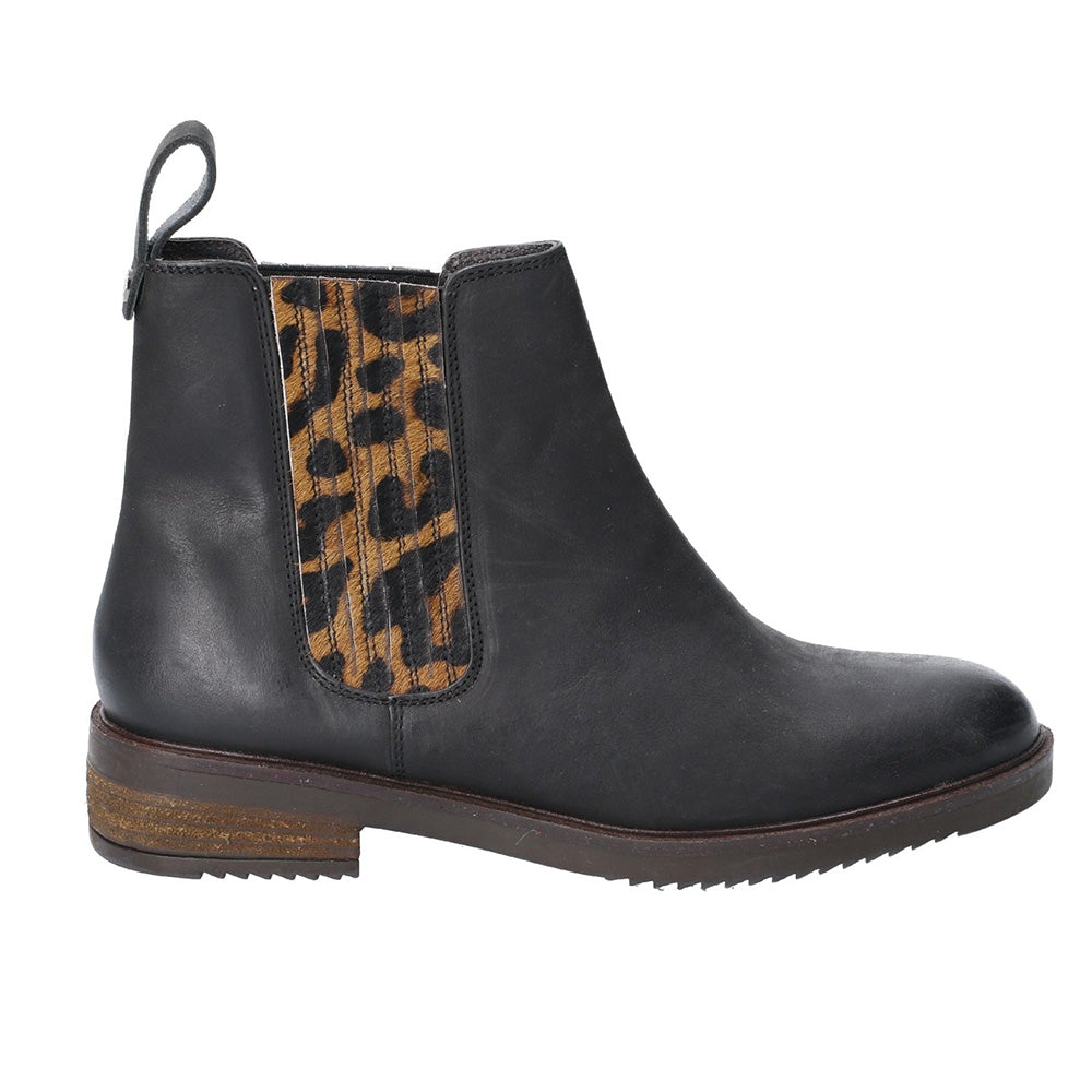 Stella Standard Fit Women's Pull On Leather Chelsea Boot With Leopard Print Contrast Panel