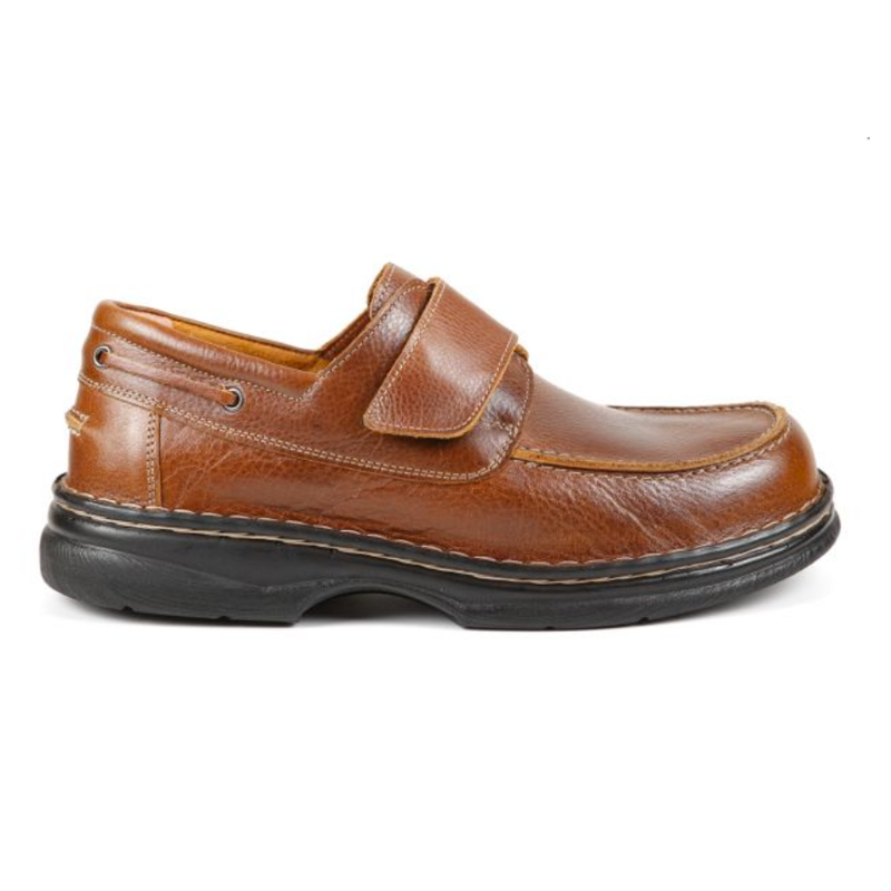 Tully - Men's Extra Wide Single Strap Touch Fastening Super Soft Leather Shoe