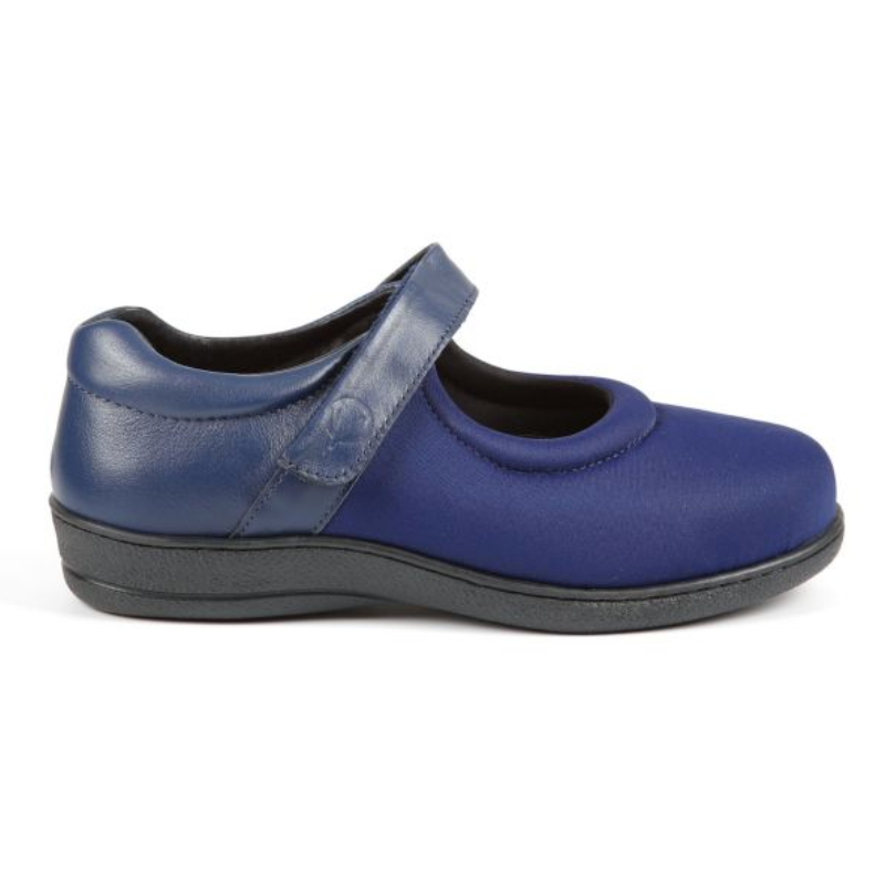 Walmer - Women's Extra Wide Stretchy & Accommodating Single Strap Touch Fastening Flat Shoe